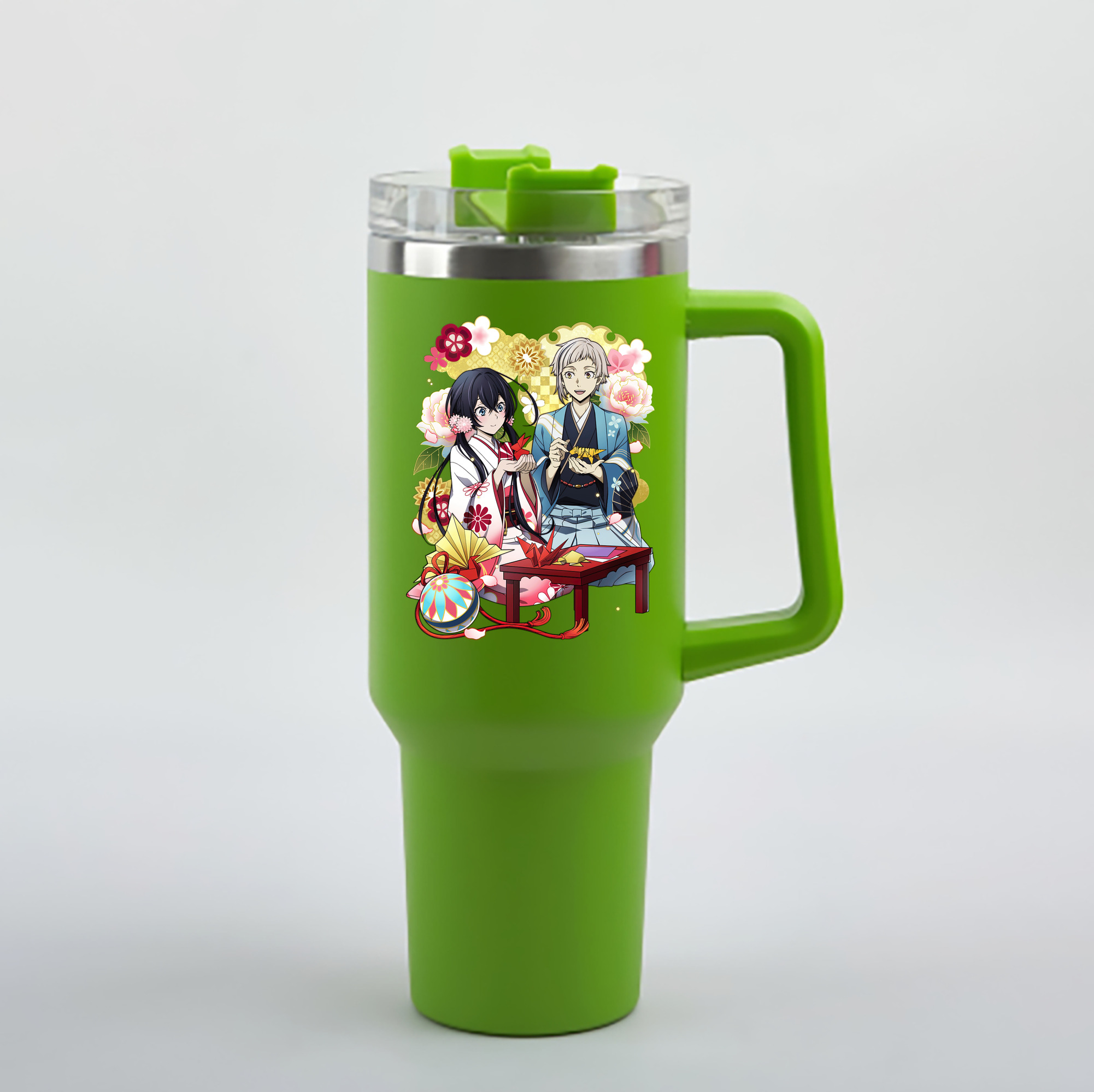 文豪ストレイドッグス Bungo Stray Dogs 1200mL車用タンブラー - クリスタルステッカー（プラスチックストロー付き）